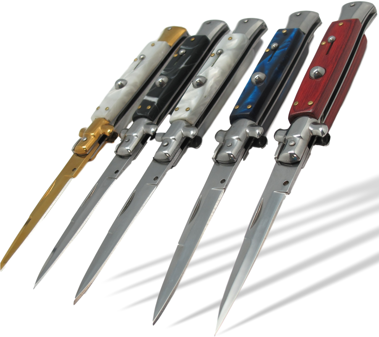 5pc Wholesale Stiletto Knives Set- Automatics - Hunting Knife Clipart (1281x1141), Png Download