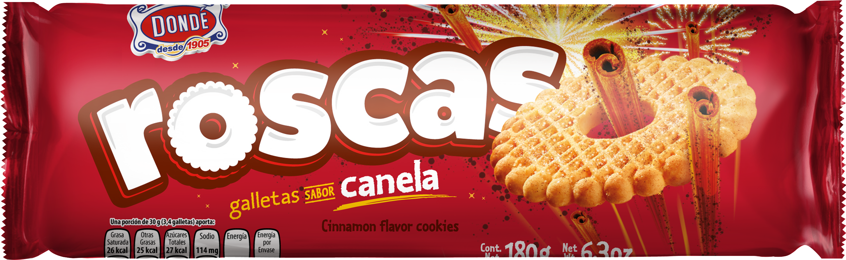 32roscascanela 180g - Galletas Donde Clipart (3697x1240), Png Download