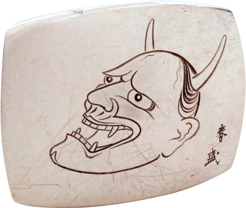 Sterling Hand Engraved Belt Buckle Vintage, Hannya - Lampshade Clipart (810x810), Png Download