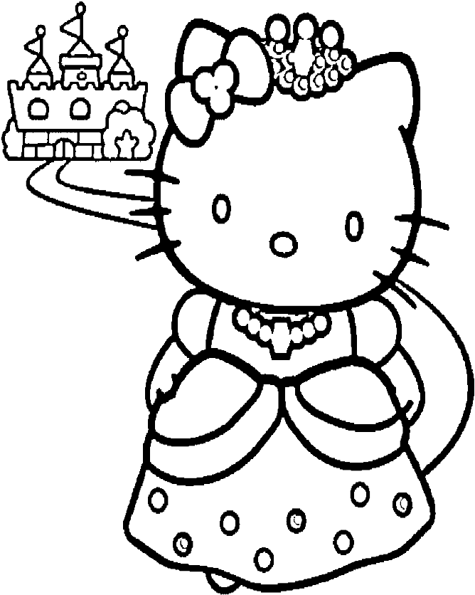 Hello Kitty Coloring Pages Transparent Background - Hello Kitty Castle Coloring Page Clipart (700x902), Png Download
