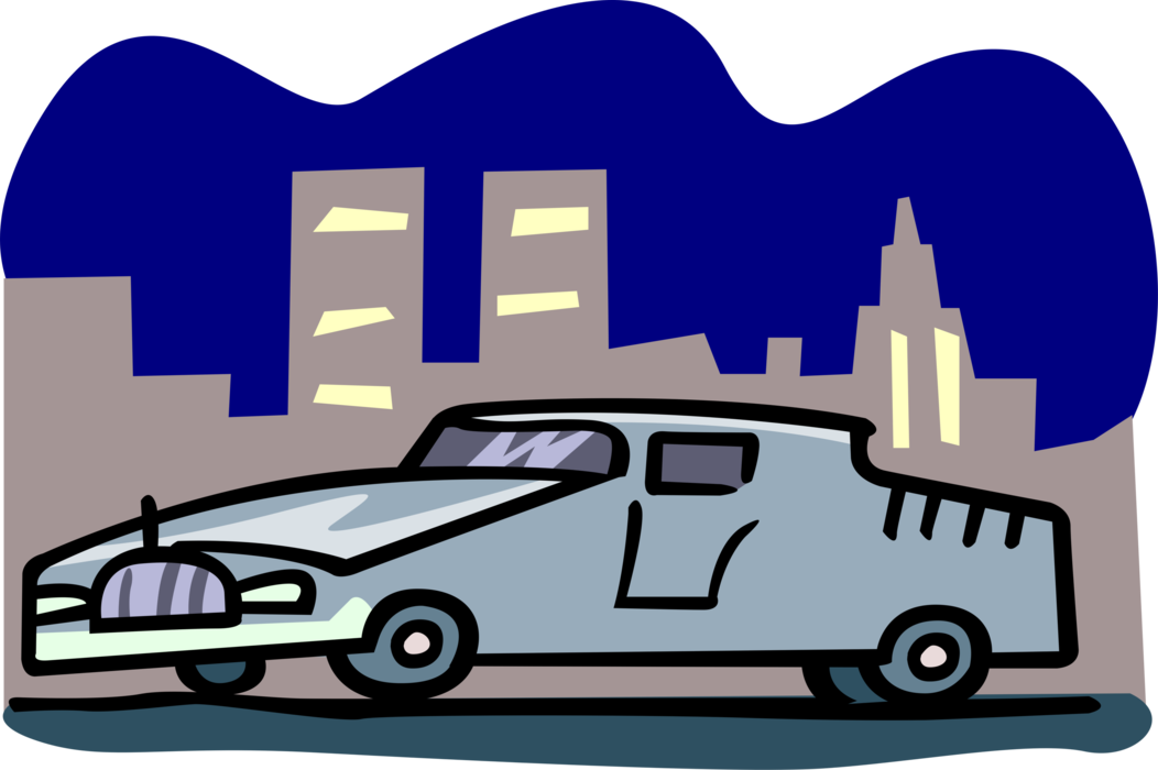 Png Library Limousine At Night In City Image Illustration - Car Clipart (1052x700), Png Download