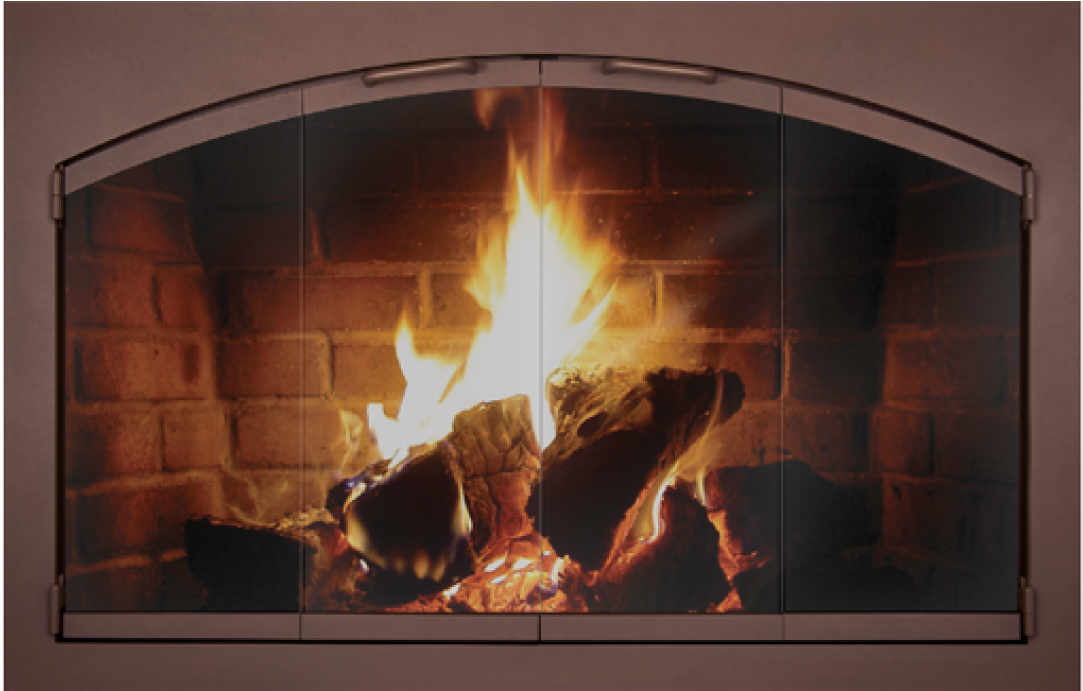 Rectangular Heritage Frame With Arched Doors For Masonry - Fireplace With Lit Fire Clipart (1200x1200), Png Download