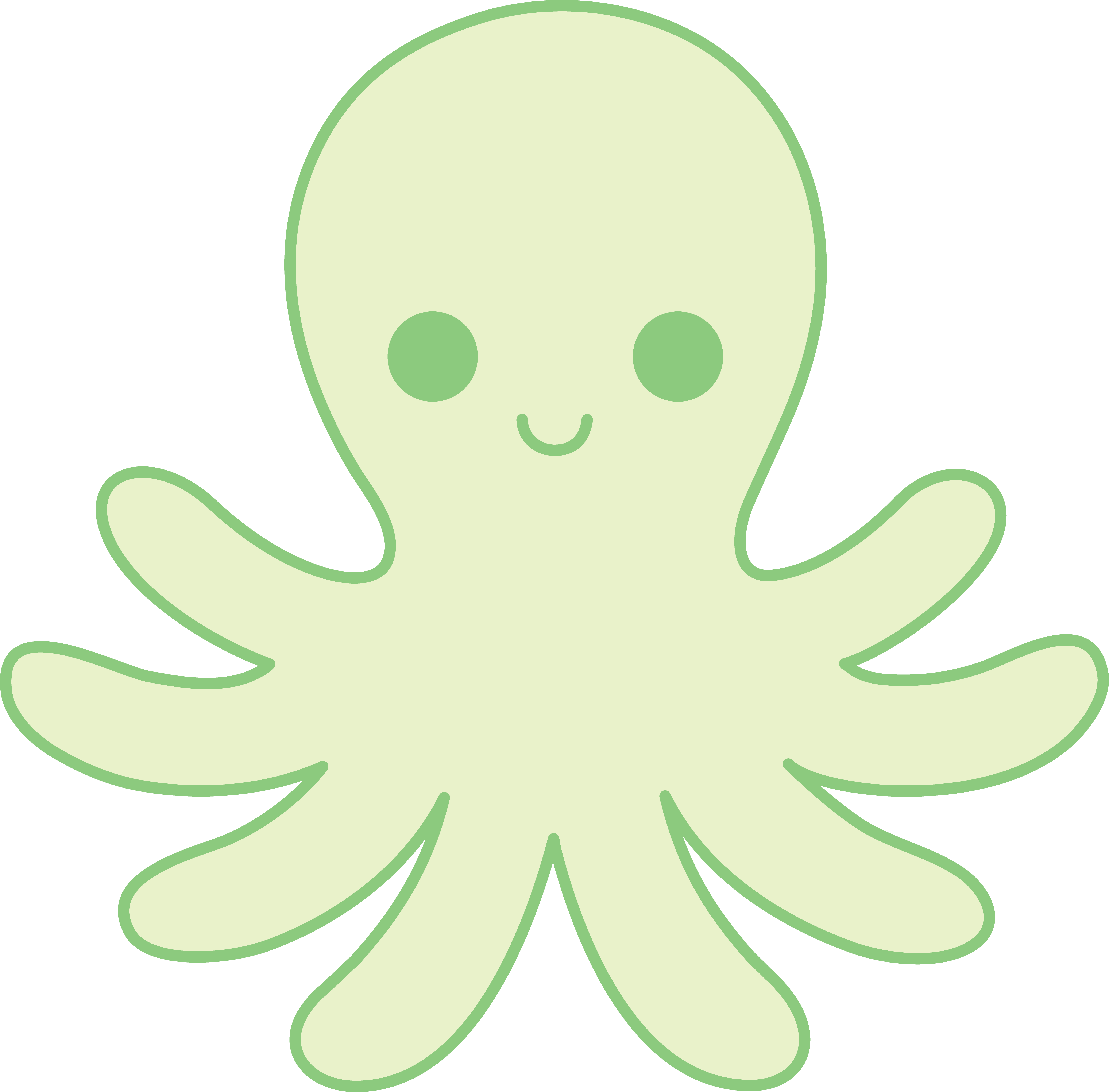 Baby Green Octopus - Green Octopus Clipart (5258x5178), Png Download