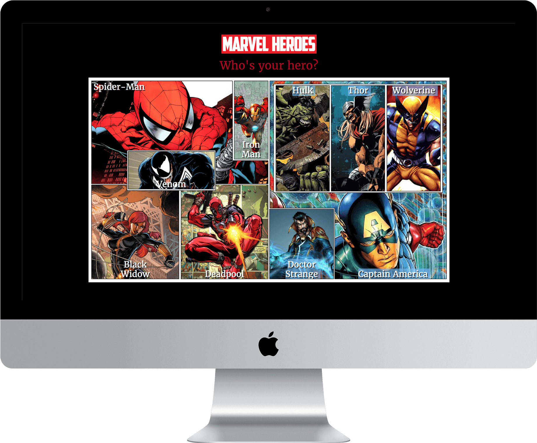 Marvel Heroes Website Is Shown On Macbook - Computer Monitor Clipart (1842x1522), Png Download