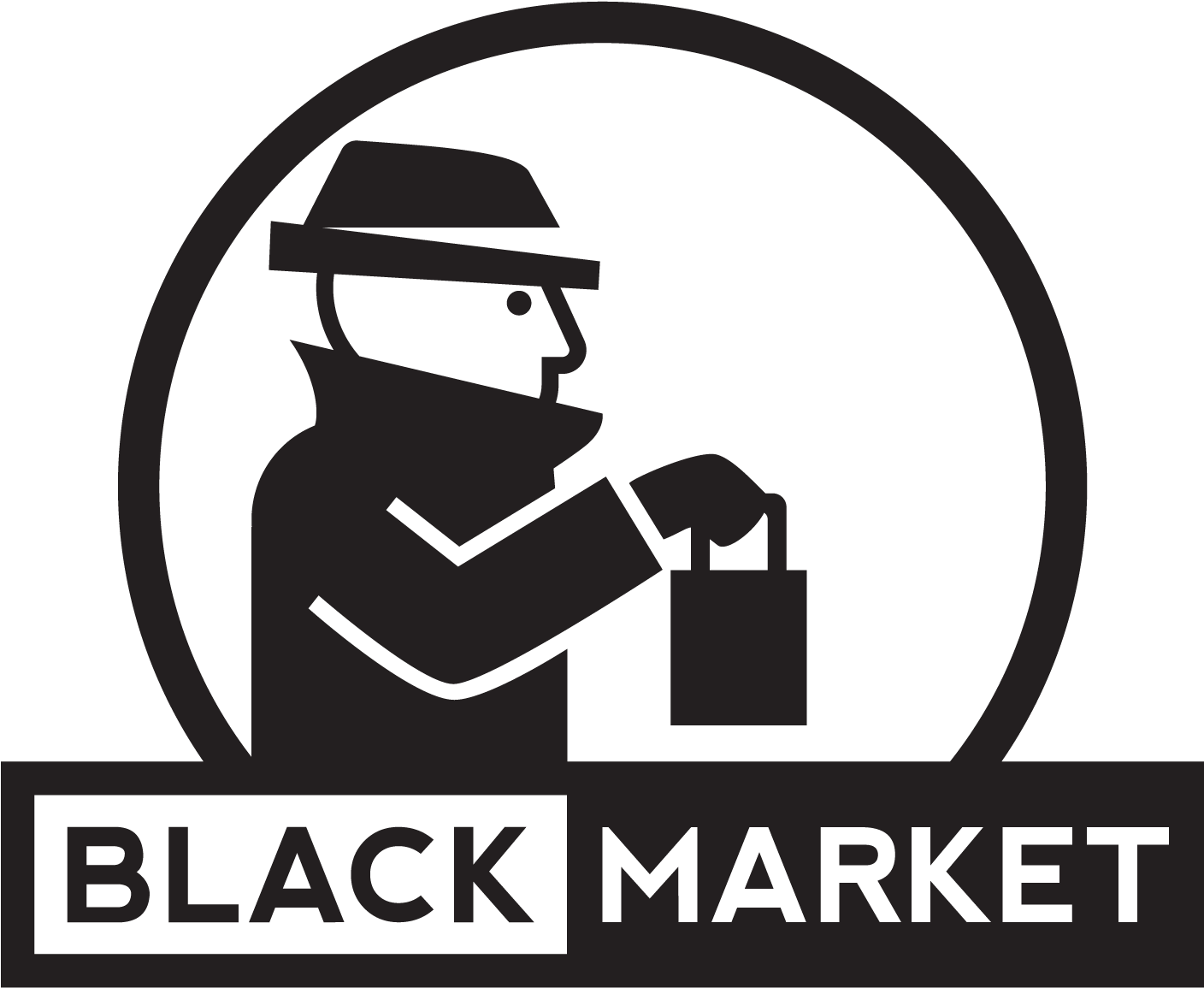 Black Market, Black And White, Black, Text Png Image - Maker's Mark Clipart (1408x1408), Png Download