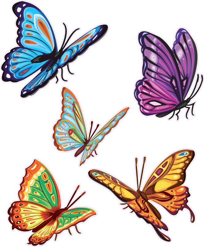 Sticker Auto Papillons Colores Ambiance Sticker Col - Papillons Colorés Clipart (1200x1200), Png Download