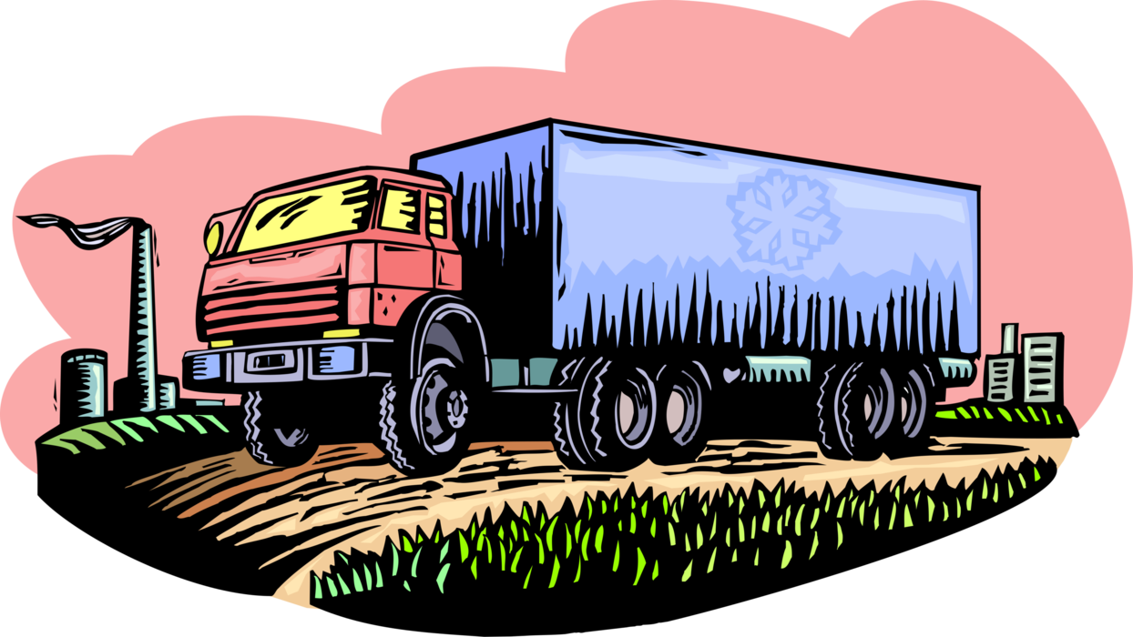 Vector Illustration Of Commercial Shipping And Delivery - Trailer Truck Clipart (1244x700), Png Download