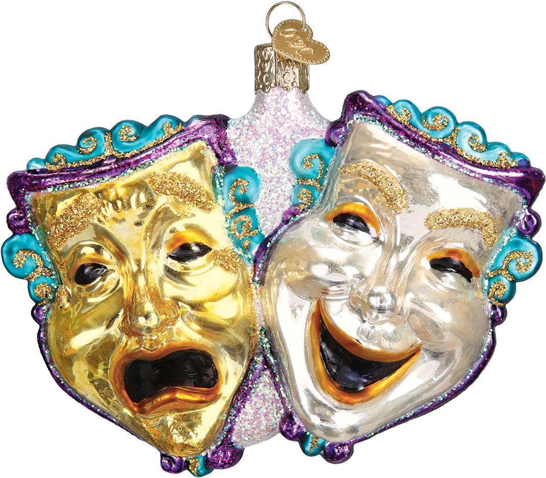 Comedy Tragedy Mask Glass Ornament - Locket Clipart (1200x1200), Png Download