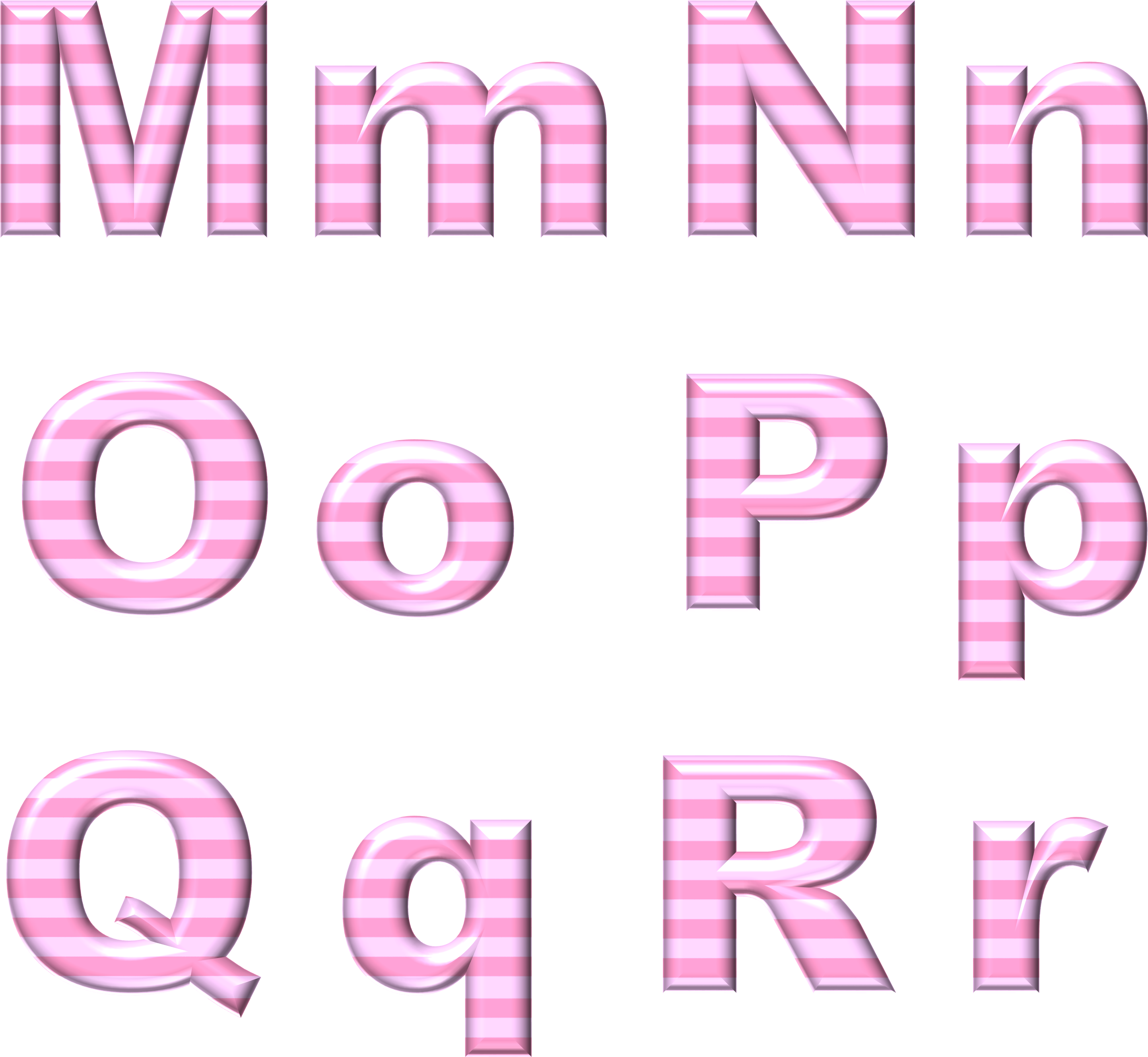 Pink 3d Letters M, N, O, P, Q, R - Pink Alphabet Letters Clipart (2890x2925), Png Download
