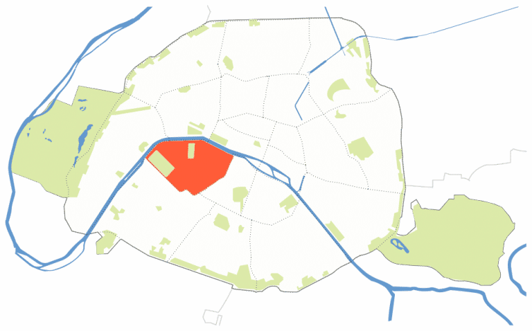 The Carré Des Antiquaires, North Of The Boulevard Saint - Paris Green Spaces Map Clipart (768x478), Png Download