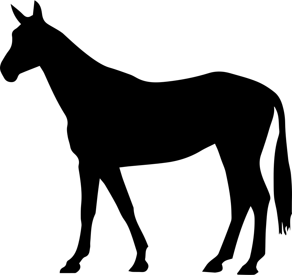 Horse Thin Black Standing Shape Of Long Tail Facing - Horse Shape Clipart (980x921), Png Download