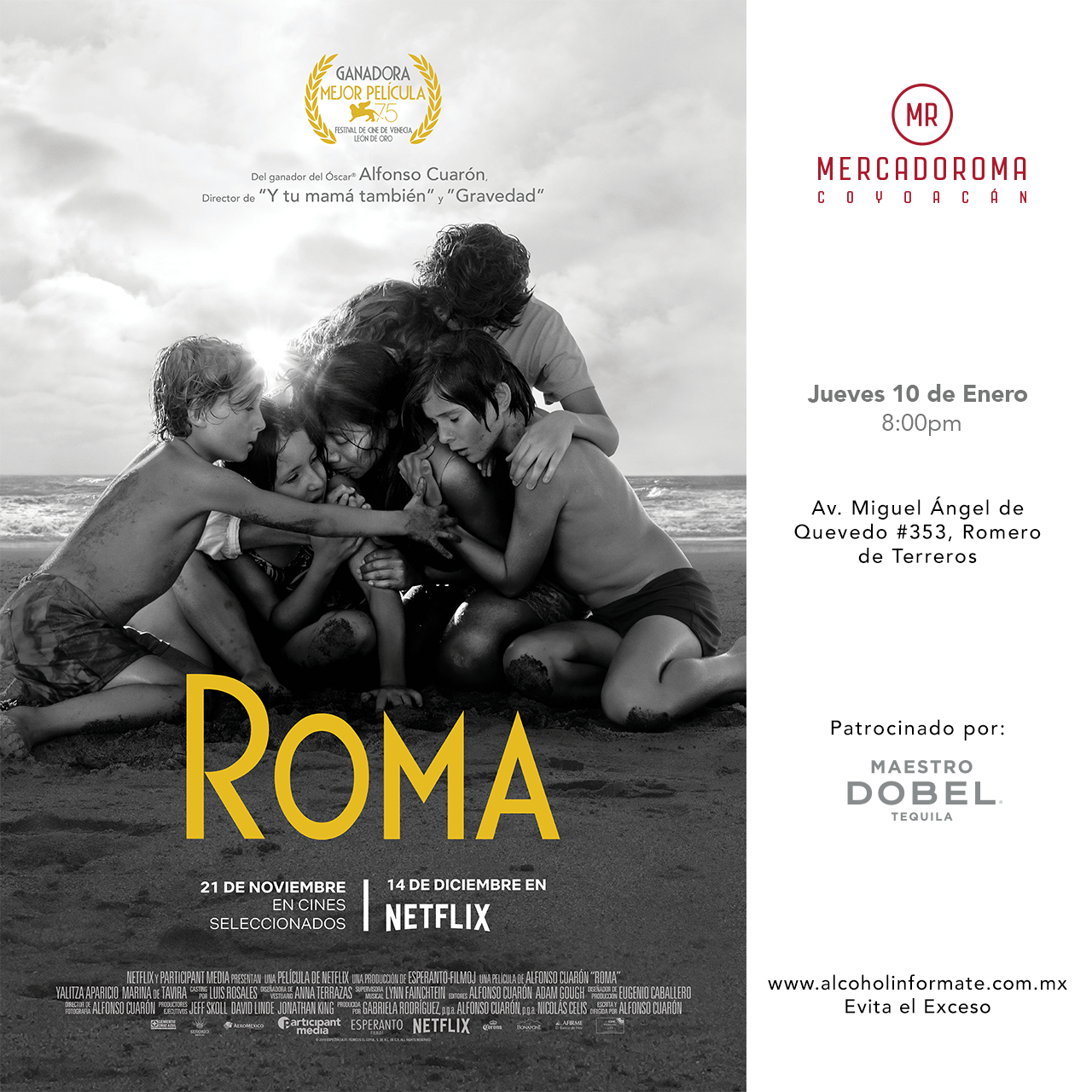 Roma, La Película Que Ha Movido Al Mundo Llega A Mercadoroma - Roma Movie Poster 2018 Clipart (1280x1280), Png Download