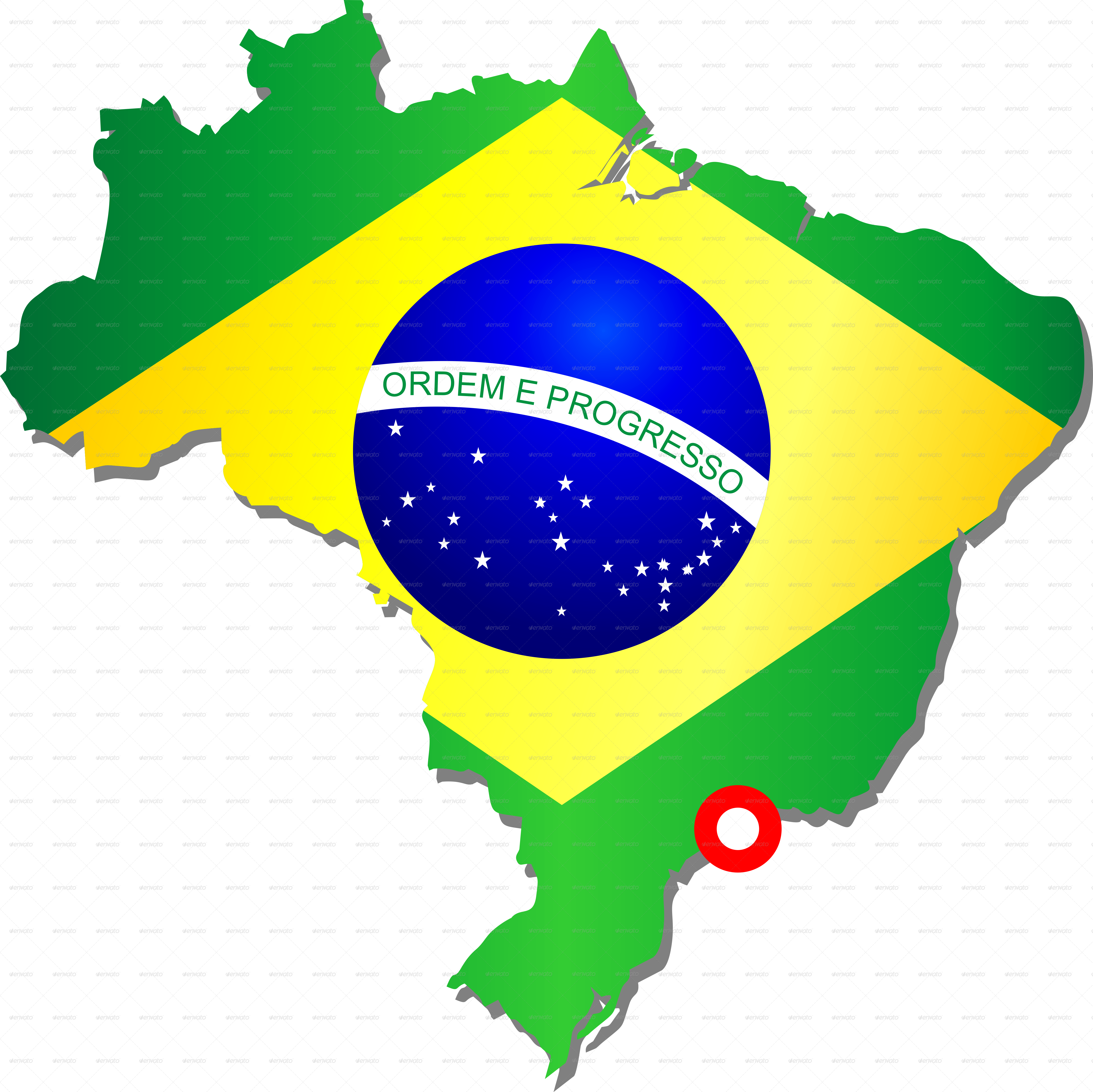 Brazilian Flag Png - Brazil Map With Flag Clipart (5000x4996), Png Download