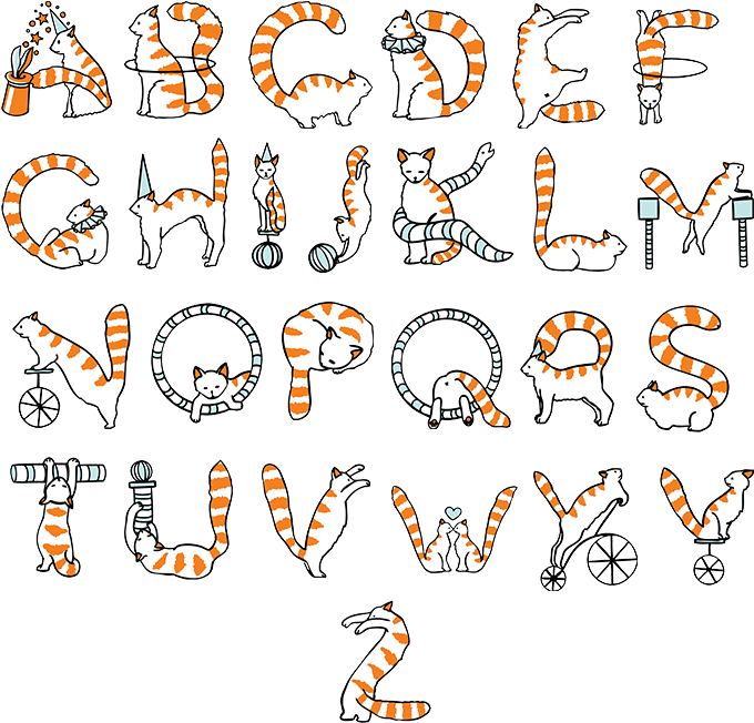 Buy Circus Cats Font And Watch Great Animal Typography - Cat Font Letter Clipart (700x700), Png Download