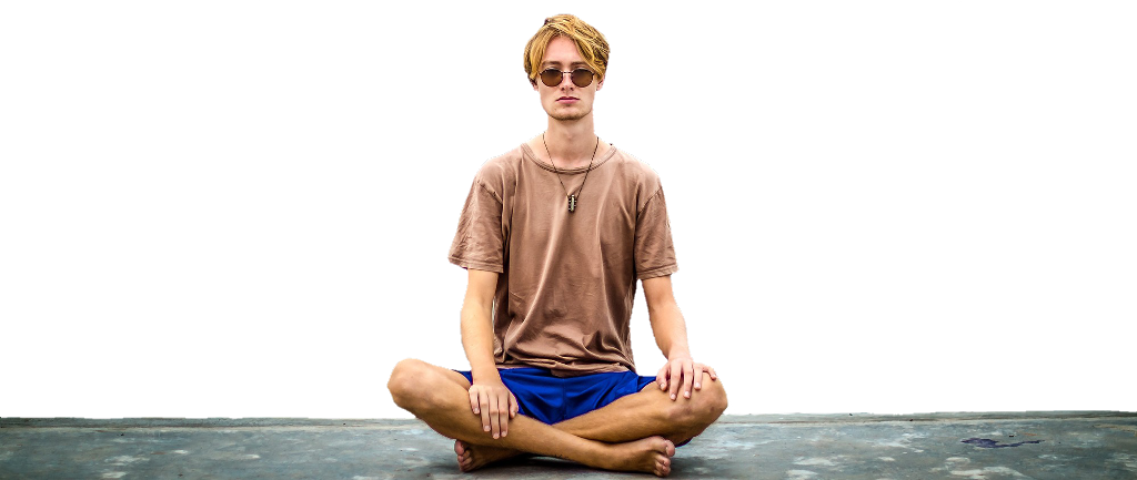 #guy #meditation #shirt #glasses #sitting #picsart - Sitting Clipart (1024x433), Png Download
