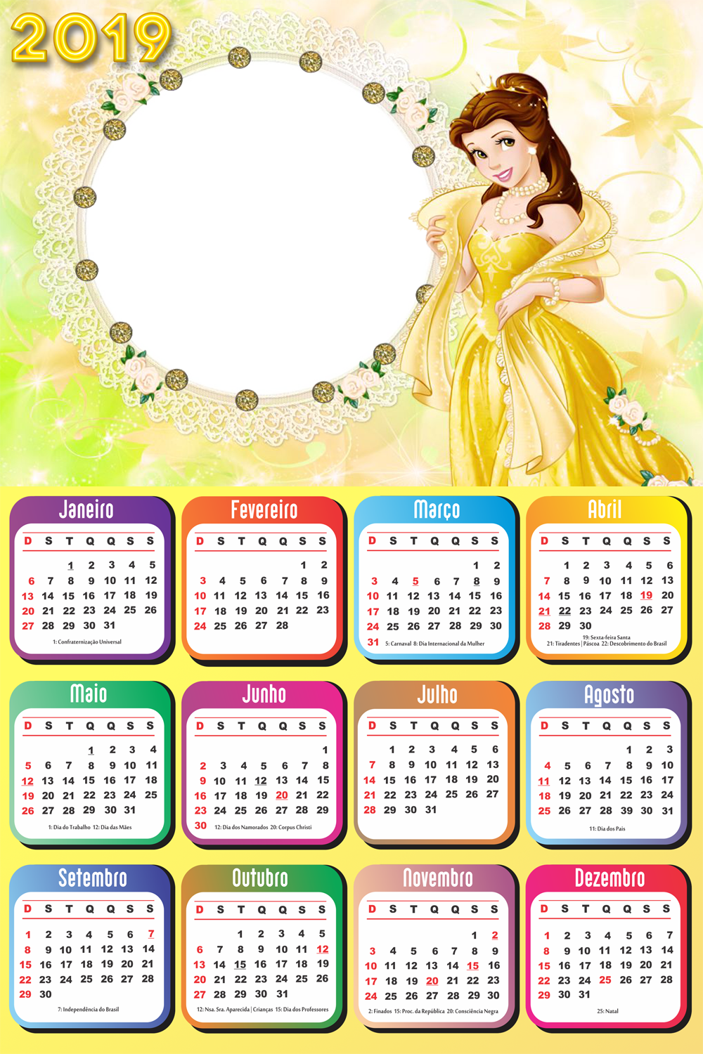 000 × - 2019 Disney Princess Calendar Clipart (1000x1500), Png Download
