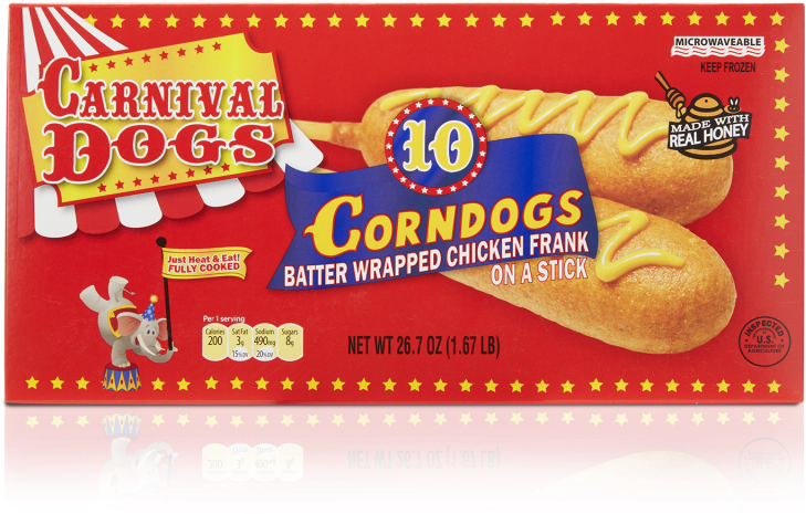 Corn Dogs, Mini Corn Dogs, And Pancakes N' Sausage - Carnival Brand Corn Dogs Clipart (800x800), Png Download