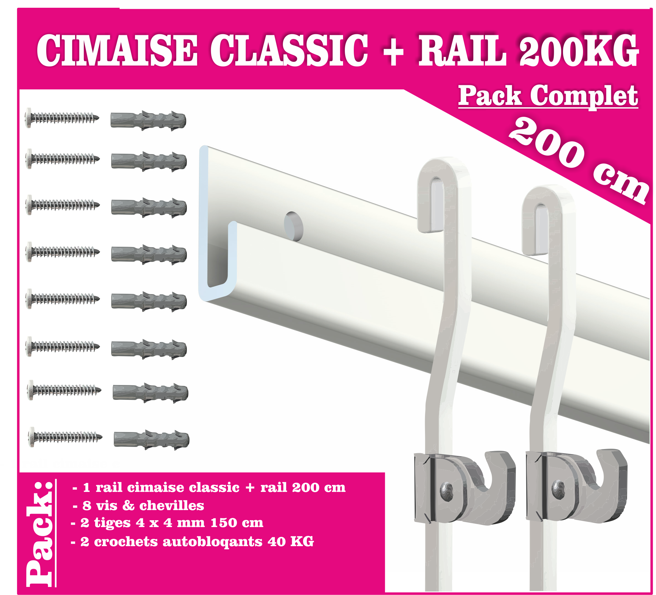 Kit Cimaise À Tableau Galerie Classic Rail Avec Tiges Clipart (2201x1997), Png Download