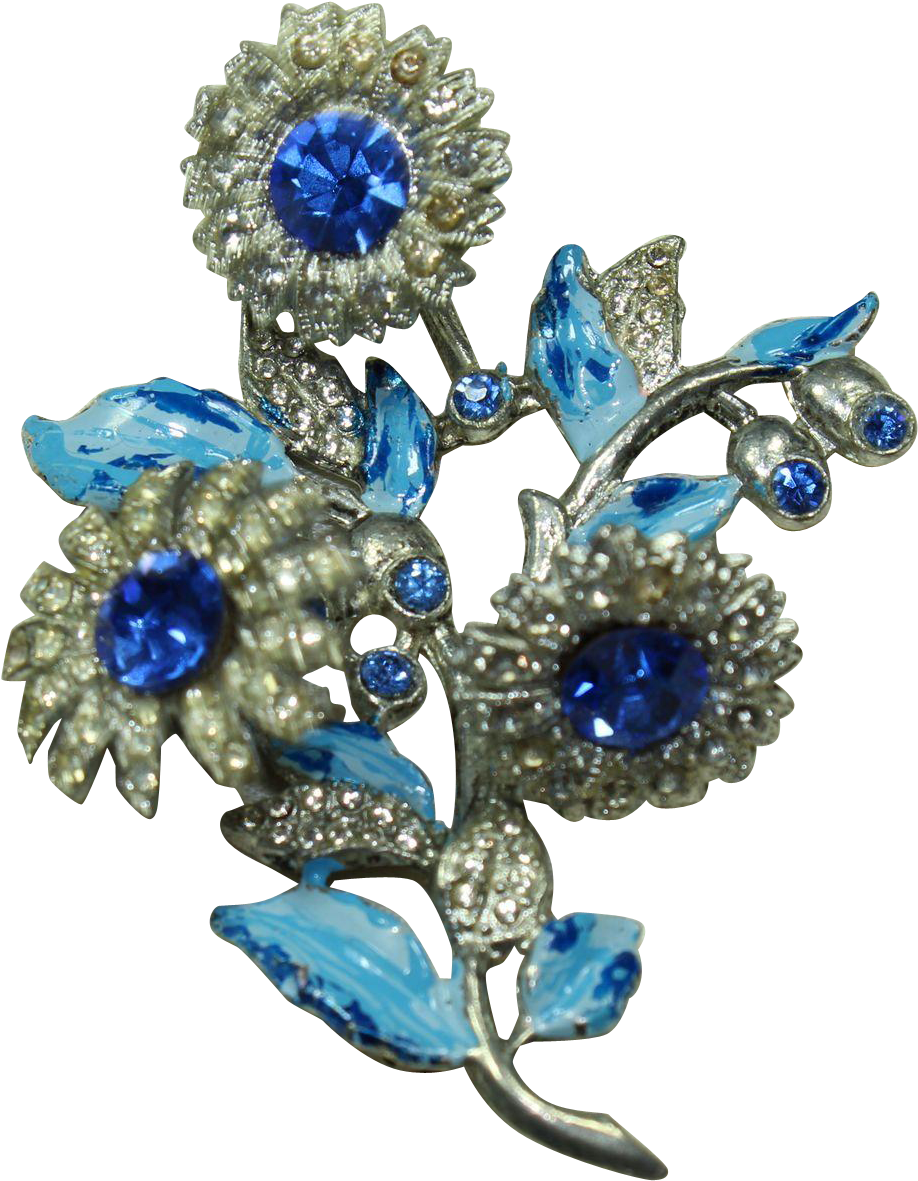 Vintage Blue Crystal Wiggle Flower Pin - Crystal Clipart (1180x1180), Png Download