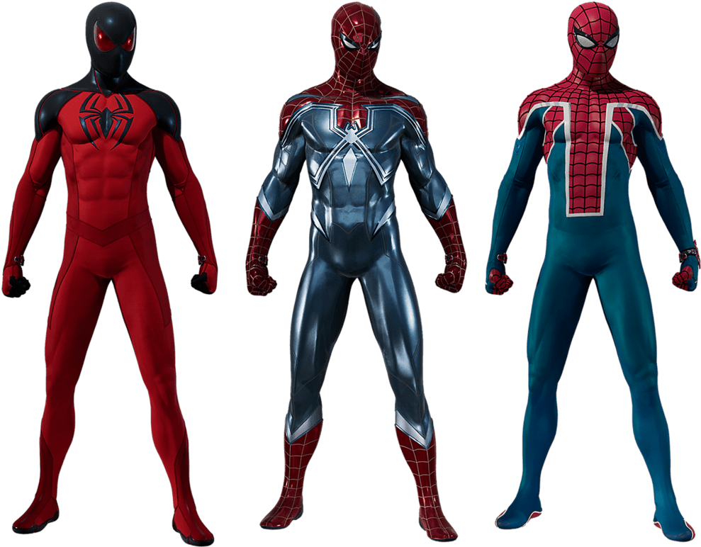 All Dlc Spiderman Suits Clipart (1078x825), Png Download