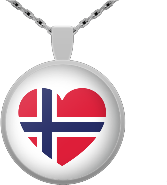Norway Flag Heart Round Pendant Necklace - Flag Of Norway Clipart (853x1024), Png Download