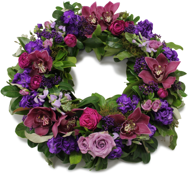 Purple Funeral Wreath - Bouquet Clipart (656x600), Png Download