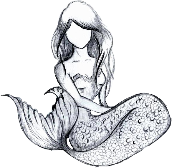 Mermaid Drawing Png - Beautiful Mermaid Drawing Clipart (584x572), Png Download