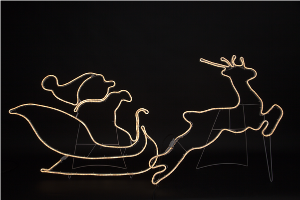 Silhouette Neoled - Verlichte Arreslee Met Rendieren Clipart (600x600), Png Download