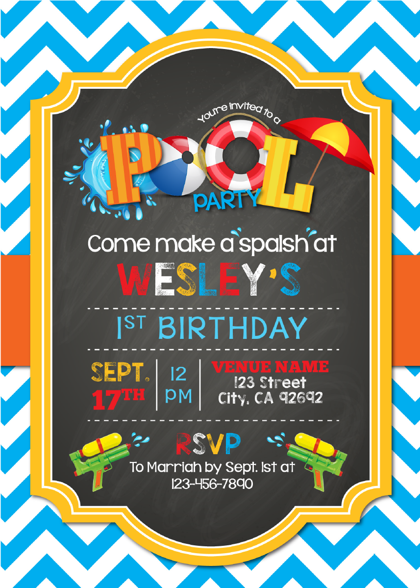 Chalkboard Splash Birthday Invitation - Baby Shower Clipart (1200x1200), Png Download