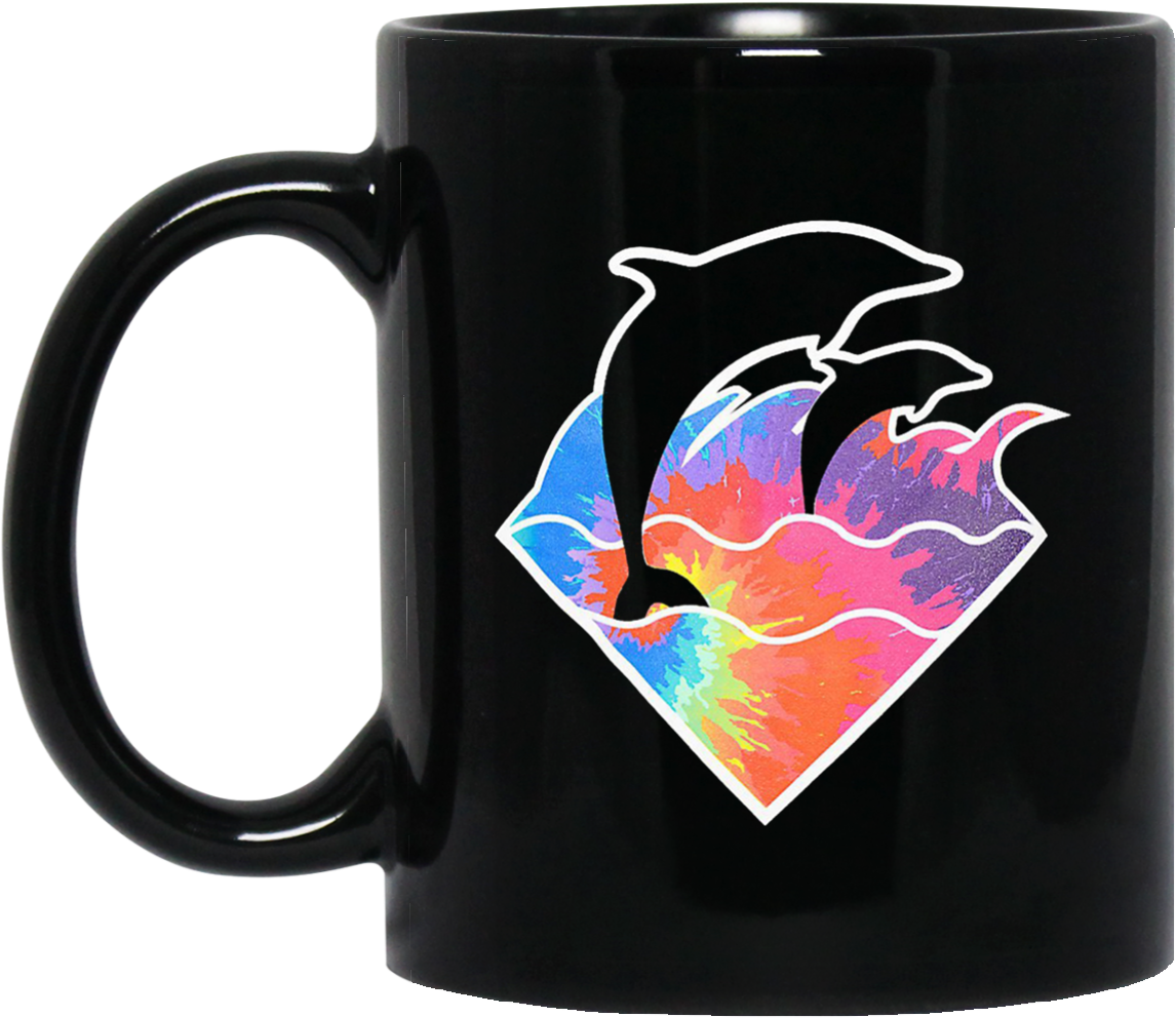 Pink Dolphin Mug - Pink Dolphin Waves Clipart (1146x992), Png Download