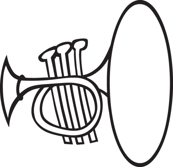 Cartoon French Horn Trumpet Tattoo, Chalkboard Decor, - Instrument Clipart Black And White - Png Download (600x577), Png Download