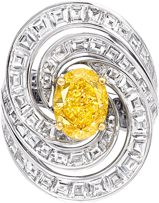 Top View Of A Graff Yellow And White Diamond Swirl - Silver Clipart (2000x2000), Png Download