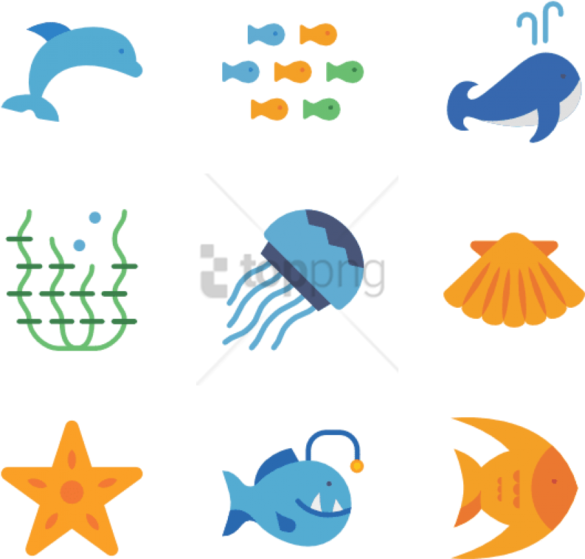 Free Png Sea Animals - Sea Animal Icon Png Clipart (850x812), Png Download