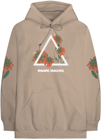 Floral Logo Tan Hoodie - Imagine Dragons Origins Hoodie Clipart (560x560), Png Download