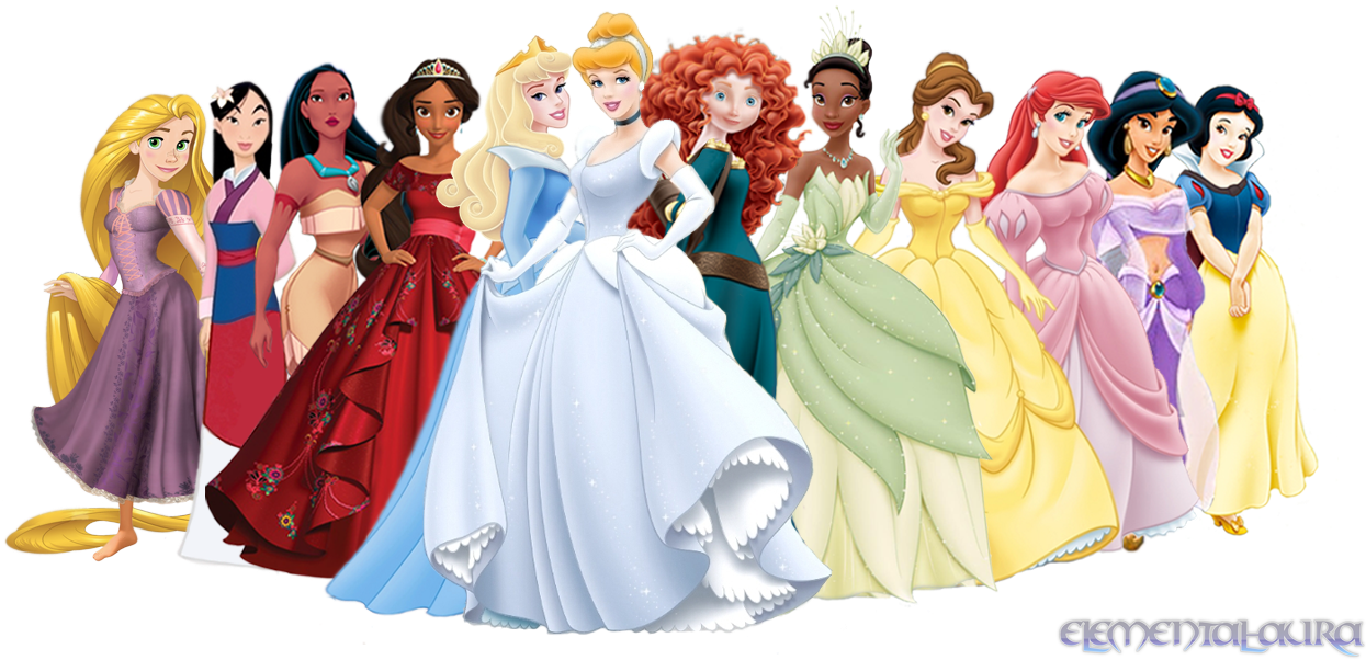 Disney Princess Images Disney Princesses With Elena - Disney Princesses With Anna And Elsa Clipart (1333x601), Png Download