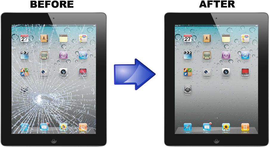 Apple Ipad Repair - Ipad Screen Repair Before And After Clipart (918x510), Png Download