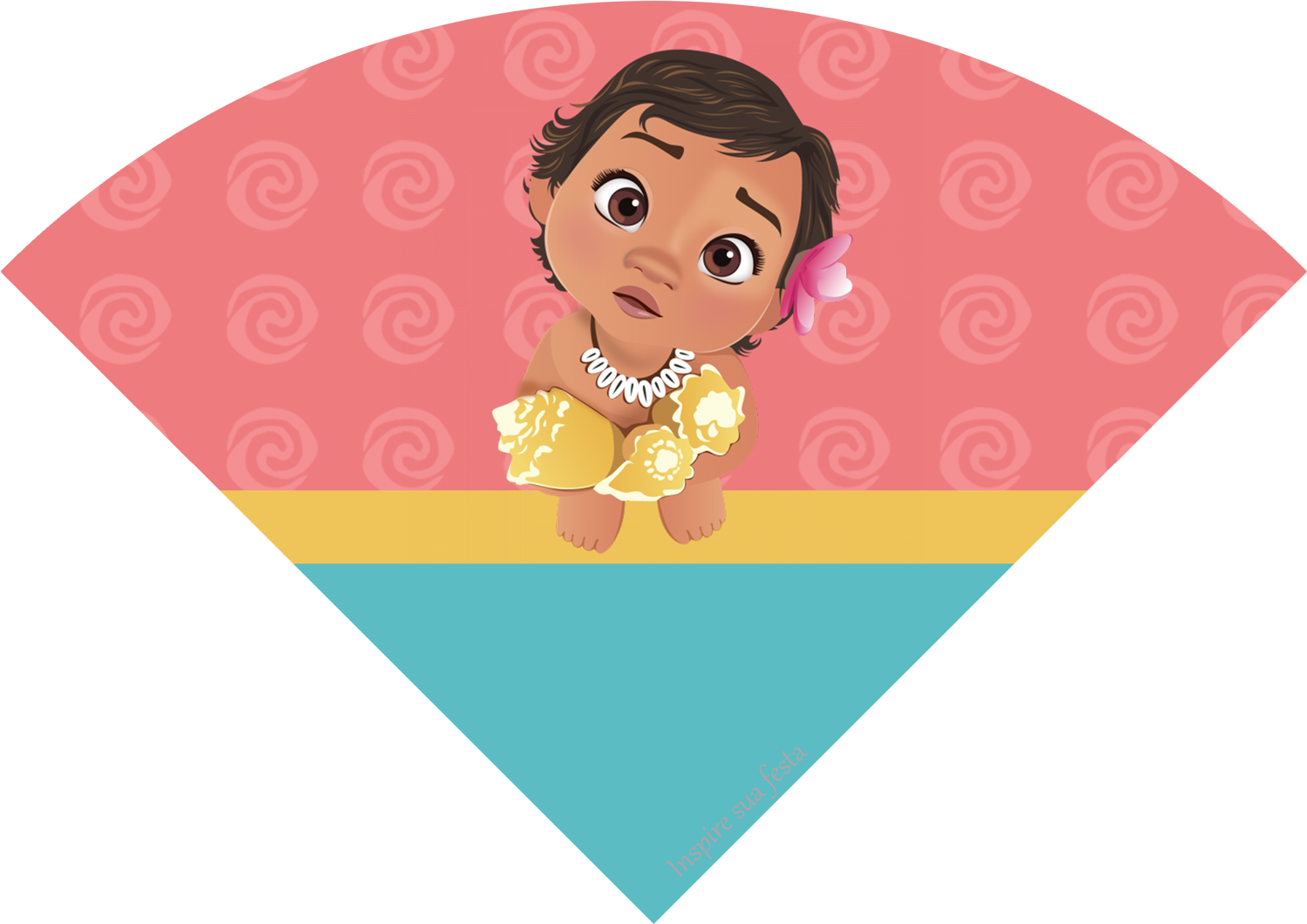 Personalizados Gratuitos Inspire Sua Festa ® - Cone Moana Baby Molde Clipart (1500x1061), Png Download