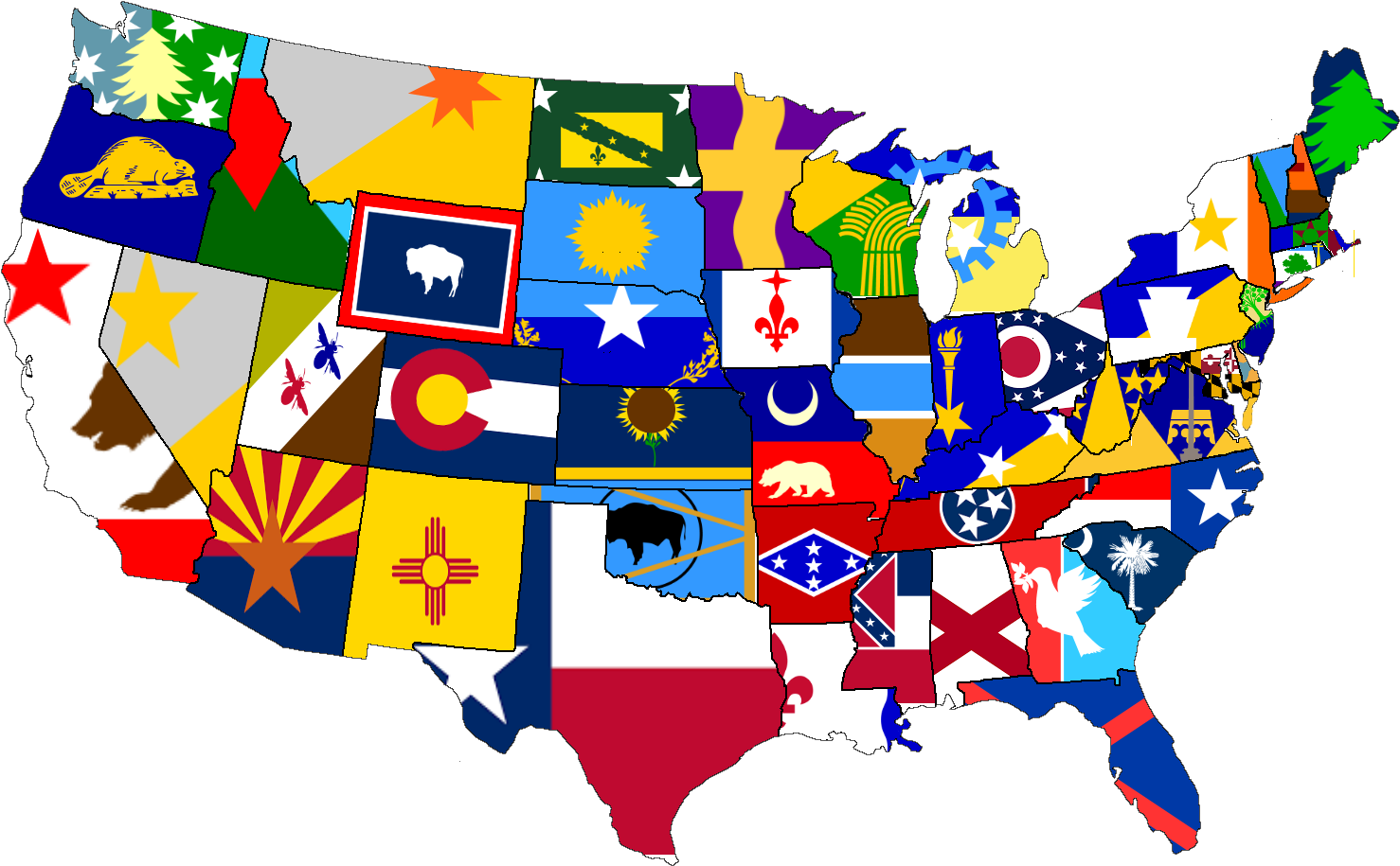Https - //i - Redd - It/p6p8tqf1p5u01 - Usa State Flag Map Clipart (1513x983), Png Download