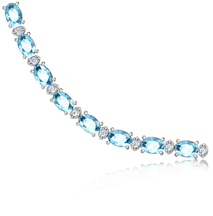 Tanzanite & Diamond Bracelet Claw Set In 18ct White - Bracelet Clipart (695x703), Png Download