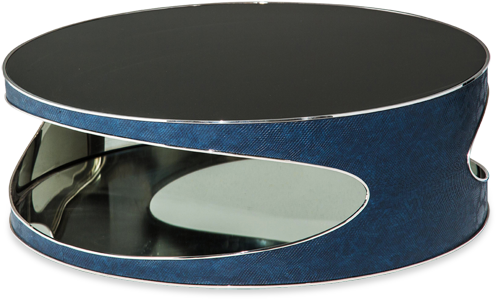 1perfectchoice Modern Black Round Top Blue Metal Frame - Coffee Table Clipart (600x510), Png Download