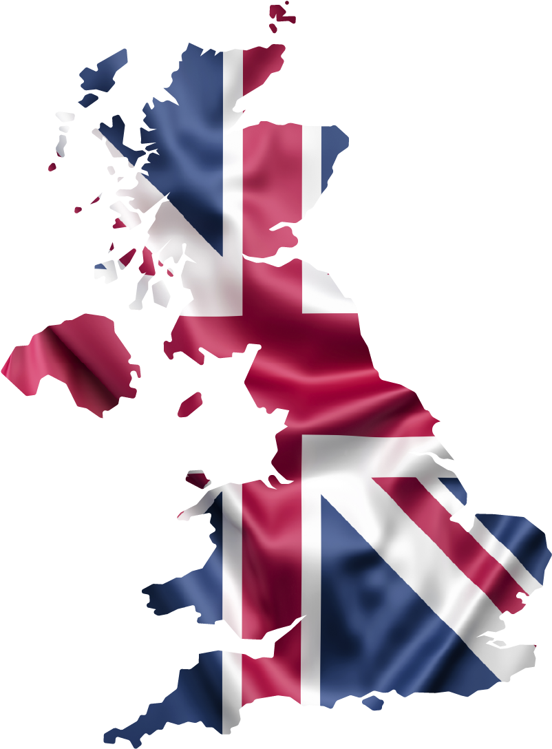 Flag Map Of Britain Wall Sticker - Great Britain Map Clipart (808x1095), Png Download