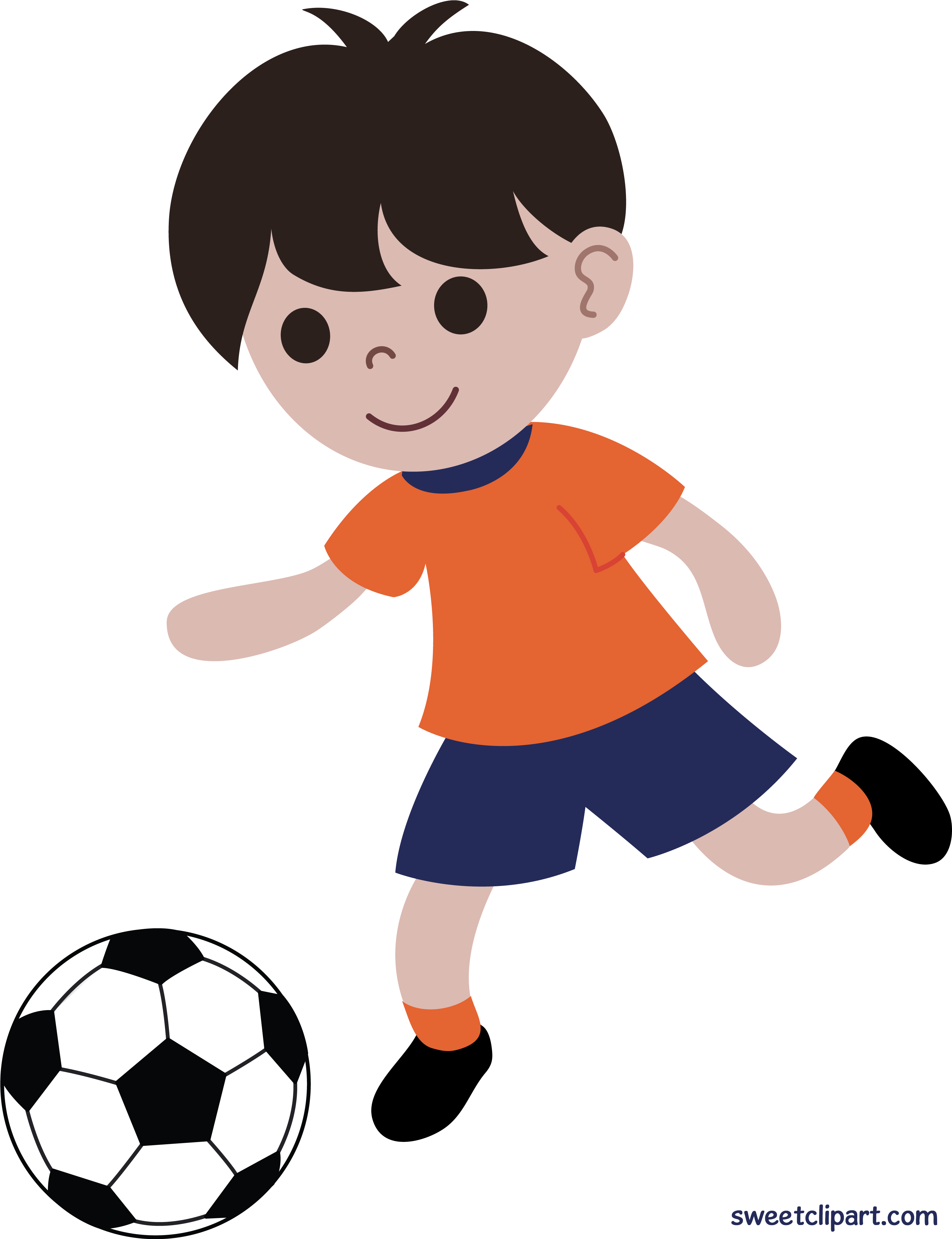 Boy Playing Soccer Or Football Clip Art - Free Clipart Playing Football - Png Download (3249x4188), Png Download