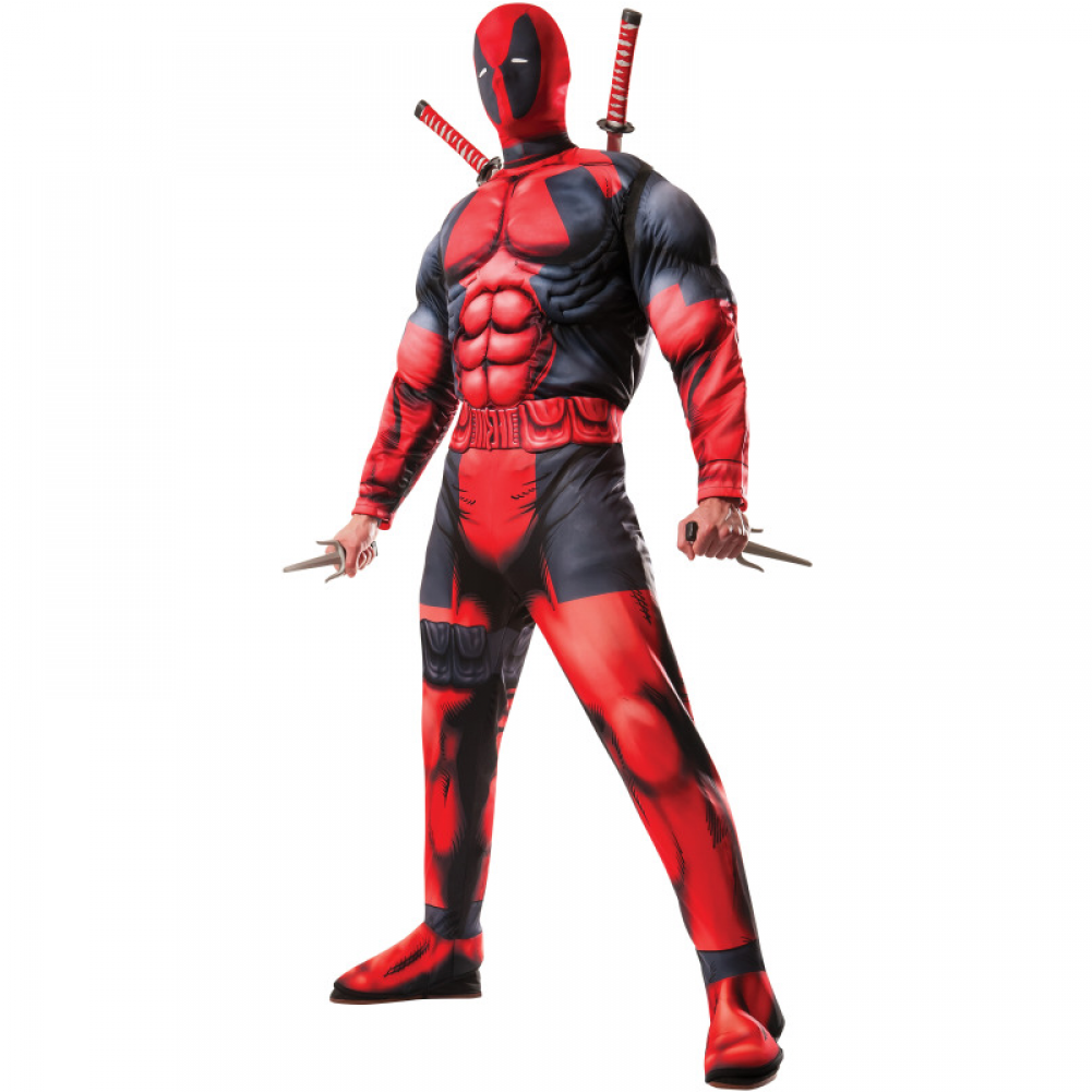 Deadpool Muscle Adult Costume - Marvel Fancy Dress Men Clipart (1000x1231), Png Download