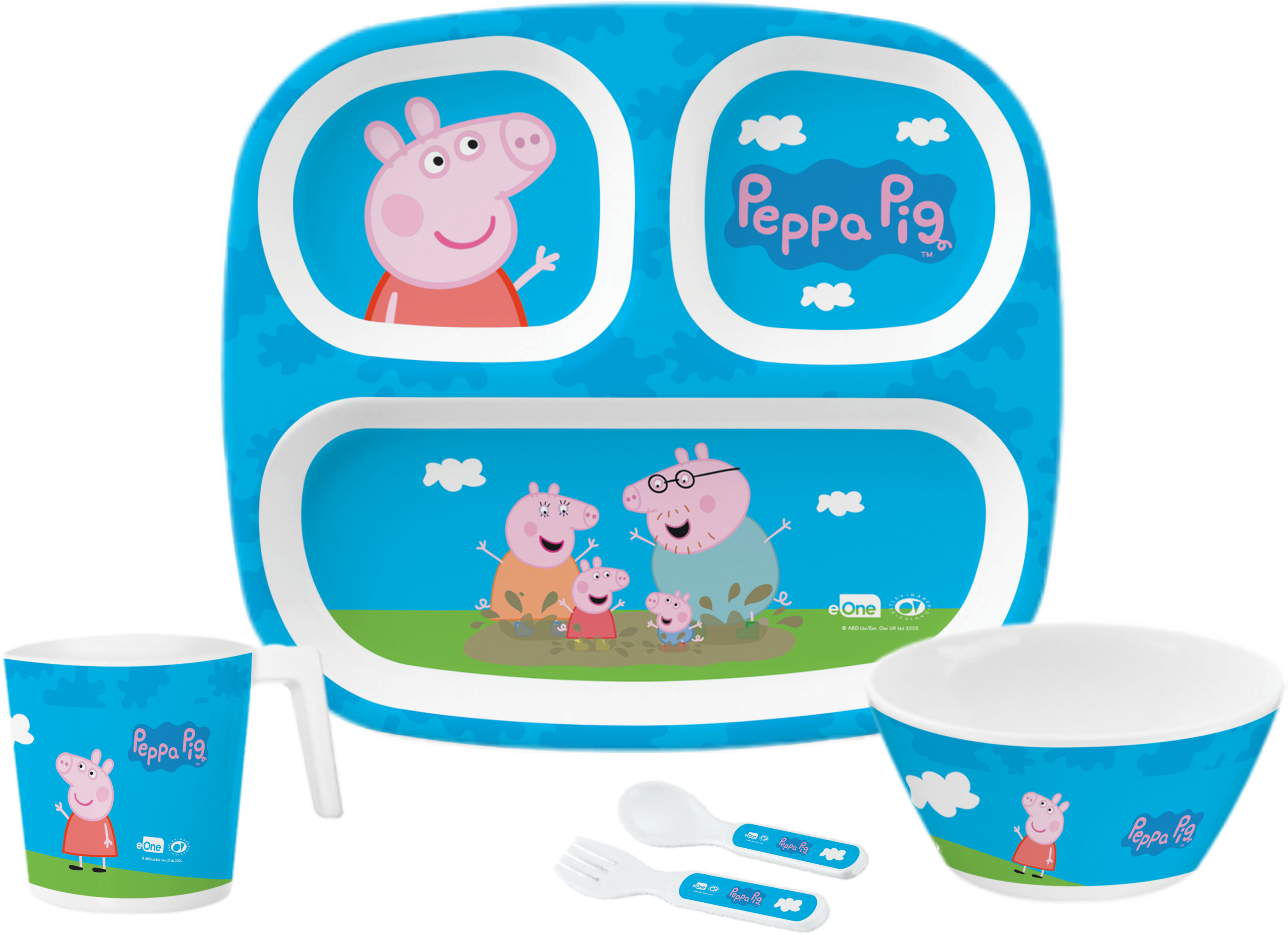 5 Pc Kids Set - Peppa Pig Clipart (2970x2156), Png Download