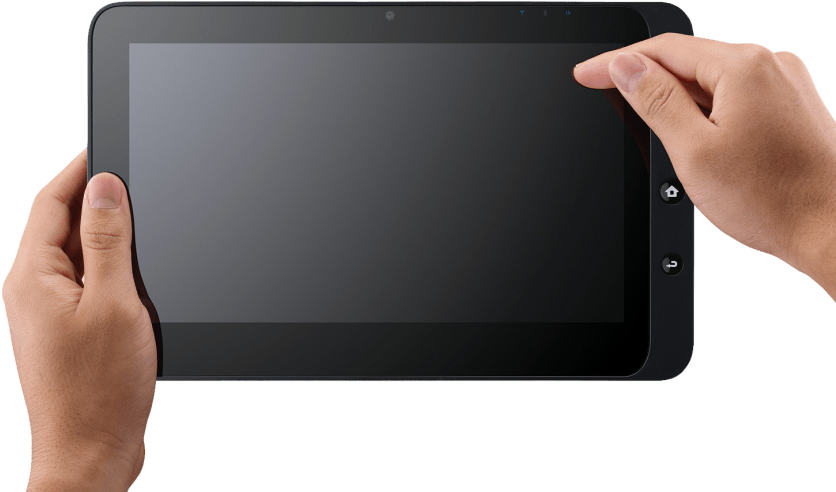 Free Png Download Hand Holding Tablet Png Images Background - Tablet With Hand Png Clipart (850x538), Png Download