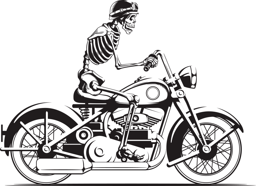 Helmet Skull Photography Vector Motorcycle Stock Clipart - Skeleton On Motorcycle - Png Download (887x646), Png Download