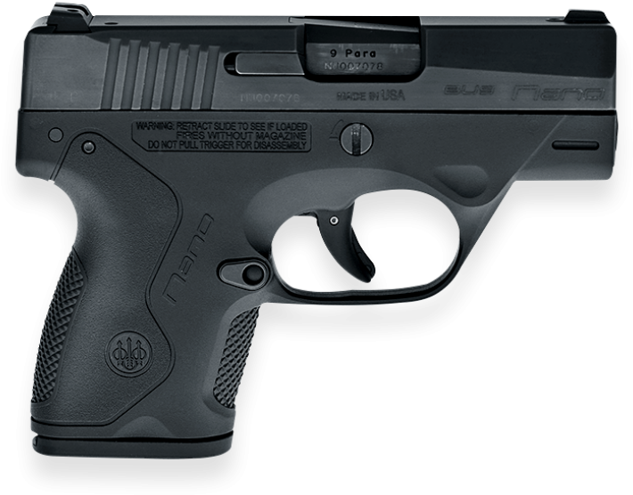 Bu9 Nano Pistol, Mm, Black, Facing Right - Smith And Wesson Bodyguard 38 Pistol Clipart (710x556), Png Download