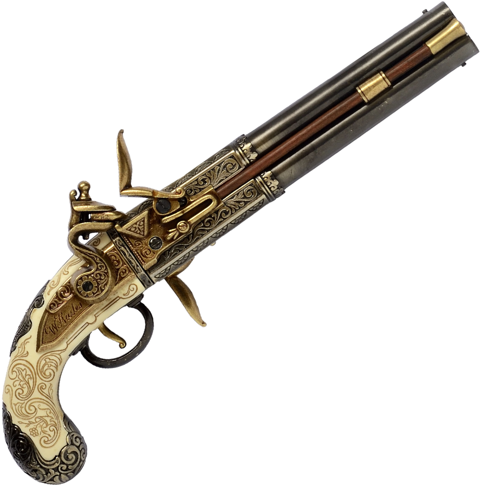 Double Barrelled Turn Over Pistol, Made By W - W Bailes Double Barrel Clipart (1000x1000), Png Download