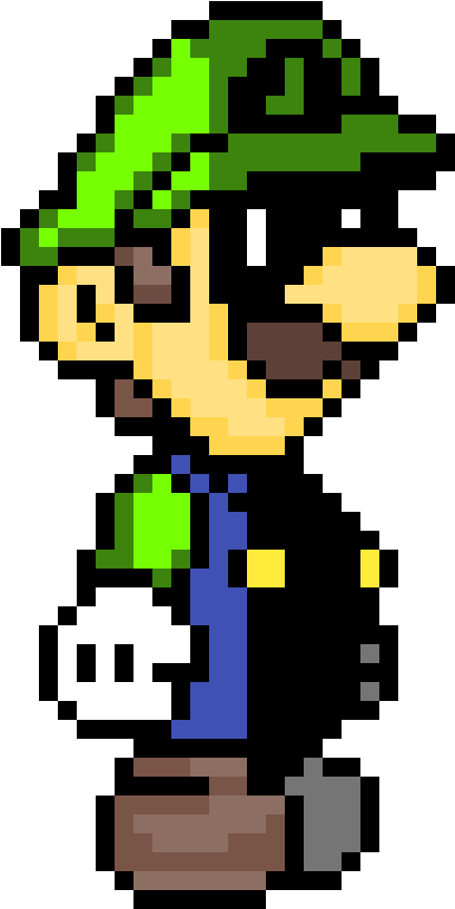 Pixel Art Mario Peach Toad Et Luigi - Paper Mario Pixel Art Clipart (409x817), Png Download