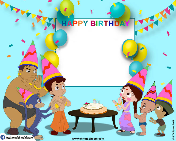 Chhota Bheem Photobooth - Chhota Bheem Birthday Cake Clipart (750x600), Png Download